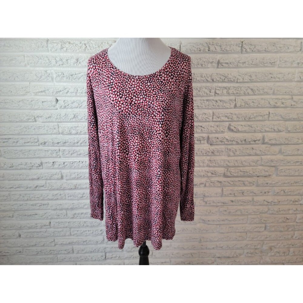 Apt. 9 Women's 3X Red Watercolor Tunic Top Rayon Blend Long Sleeve WAT108XE